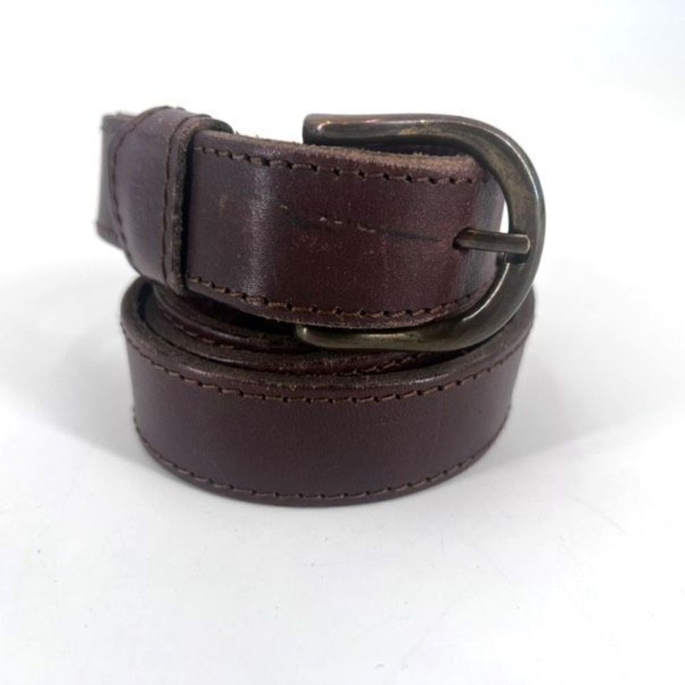 Vintage‎ Women's Real Leather Stitch Point Adjustable Buckle Belt Brown One Size